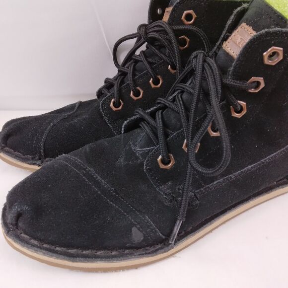 Toms Chukka Tomboy Boots Black Leather Suede Shoes Womens Size 7 - Picture 7 of 13